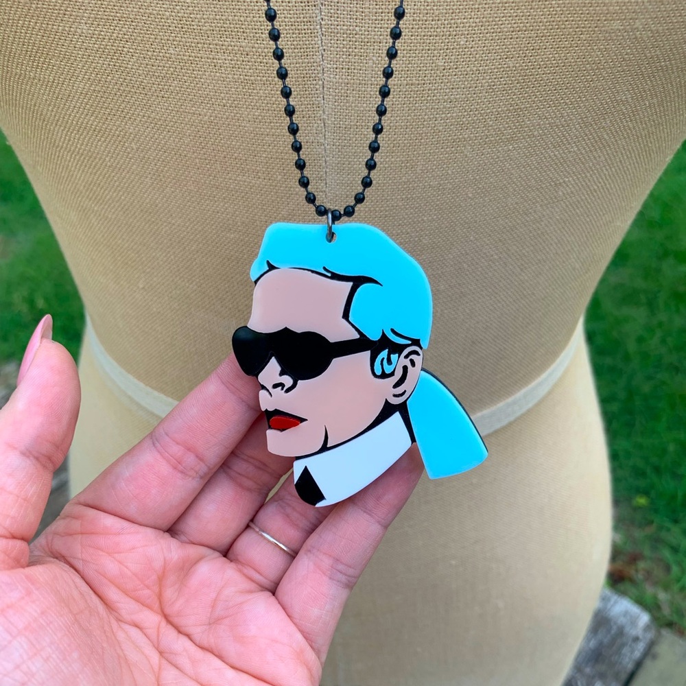 Karl Lagerfeld Laser-Cut Plastic Handmade Necklace.